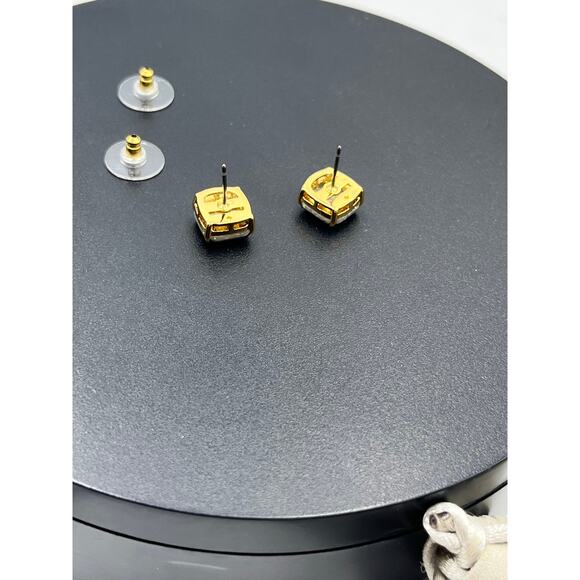 Kate Spade New York Gold Tone White Silver Glitter Sm Square Stud Earring - Picture 9 of 11